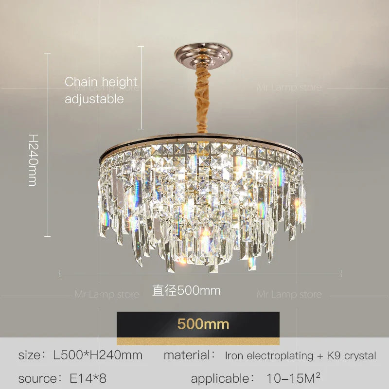 Afralia™ Crystal LED Chandelier for Living Room, Dining & Bedroom - High-end Luxury Lighting