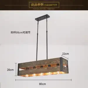 Afralia™ 6-Head Industrial Style Pendant Lamp - Retro Solid Wood Iron Table Light