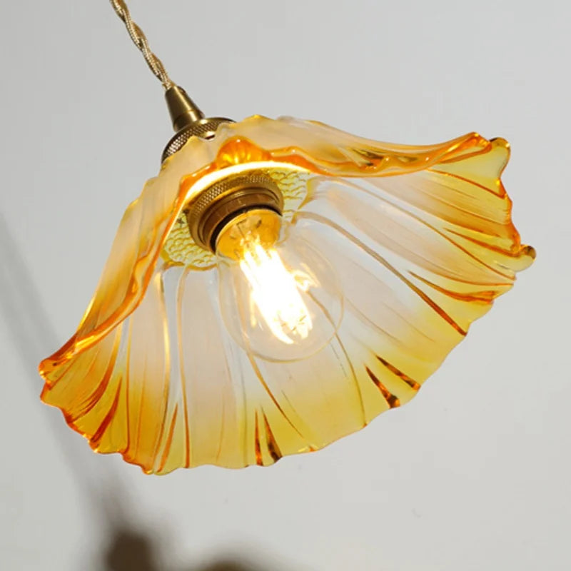 Afralia™ Yellow Glass LED Pendant Lights with Adjustable Hanging Lamp