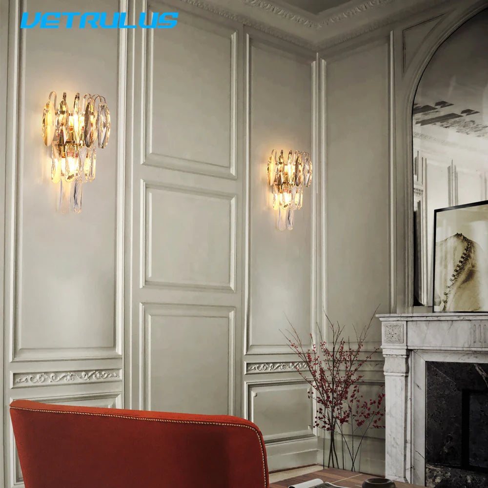 Afralia™ Crystal LED Wall Lamp Modern Cloakroom Bedside Luster for Luxurious Living Spaces