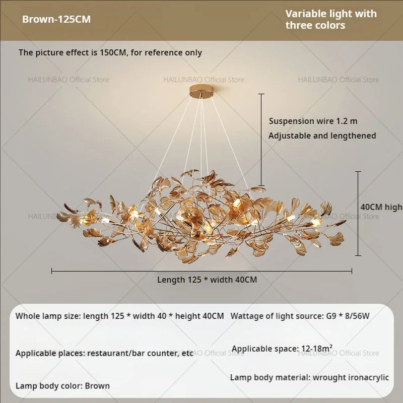 Afralia™ Gingko Leaf Chandelier: Modern Luxury Art Decor for Home, Restaurant & Bar