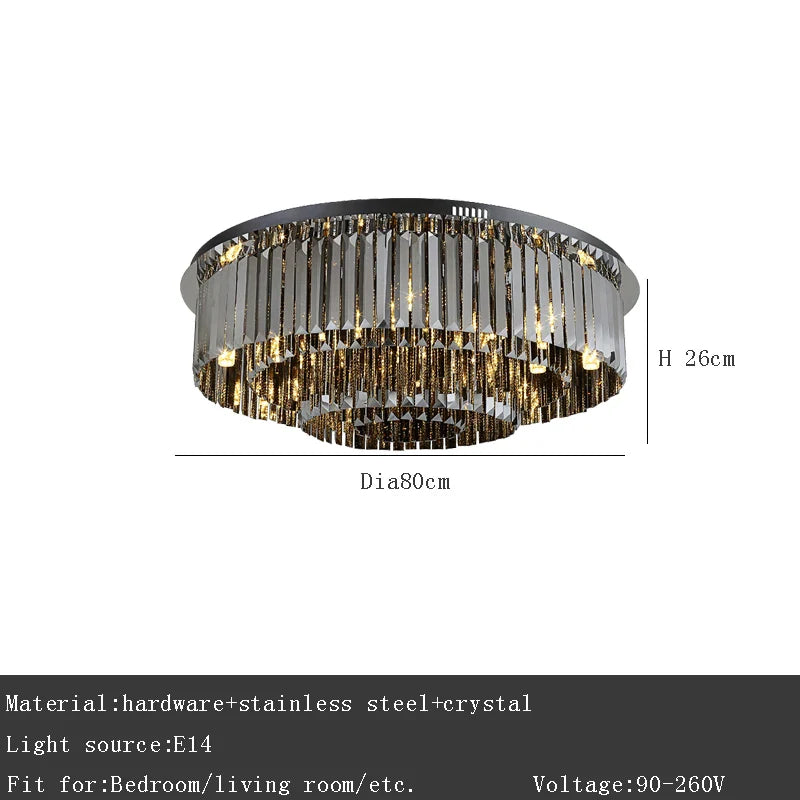 Afralia™ Luxury Black Crystal Ceiling Light for Modern Home Decor and Lighting