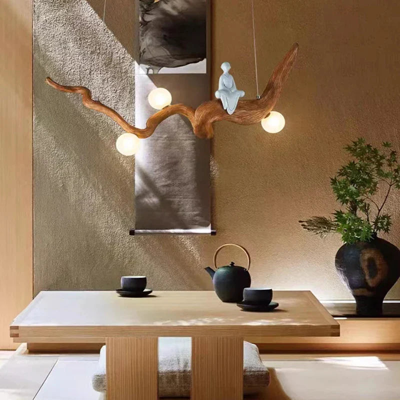 Afralia™ Zen Resin Branches Pendant Lights Tea House LED Hanging Lamp Fixtures