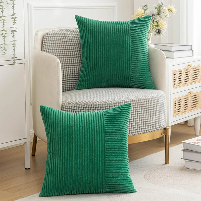 Afralia™ Striped Patchwork Corduroy Throw Pillow Cover Set for Festive Home Decor