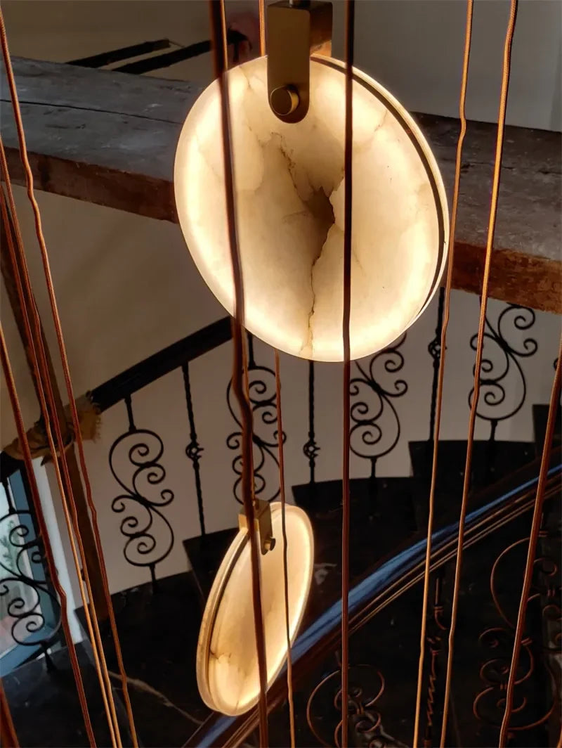 Afralia™ Marble LED Chandelier | Modern Luxury Staircase & Lobby Light Fixture