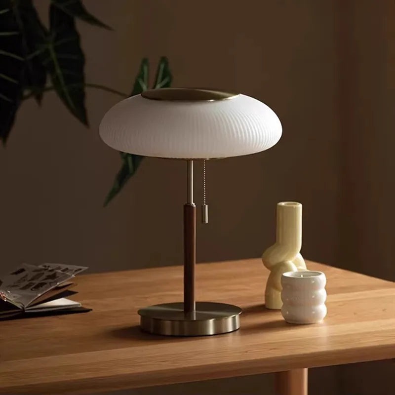Afralia™ White Glass Table Lamp: Nordic Vintage Desk Light for Bedroom