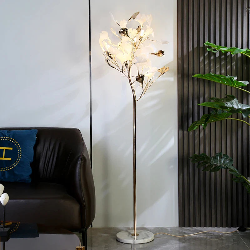 Afralia™ Nordic Ginkgo Blossom LED Floor Lamp for Home and Living Room