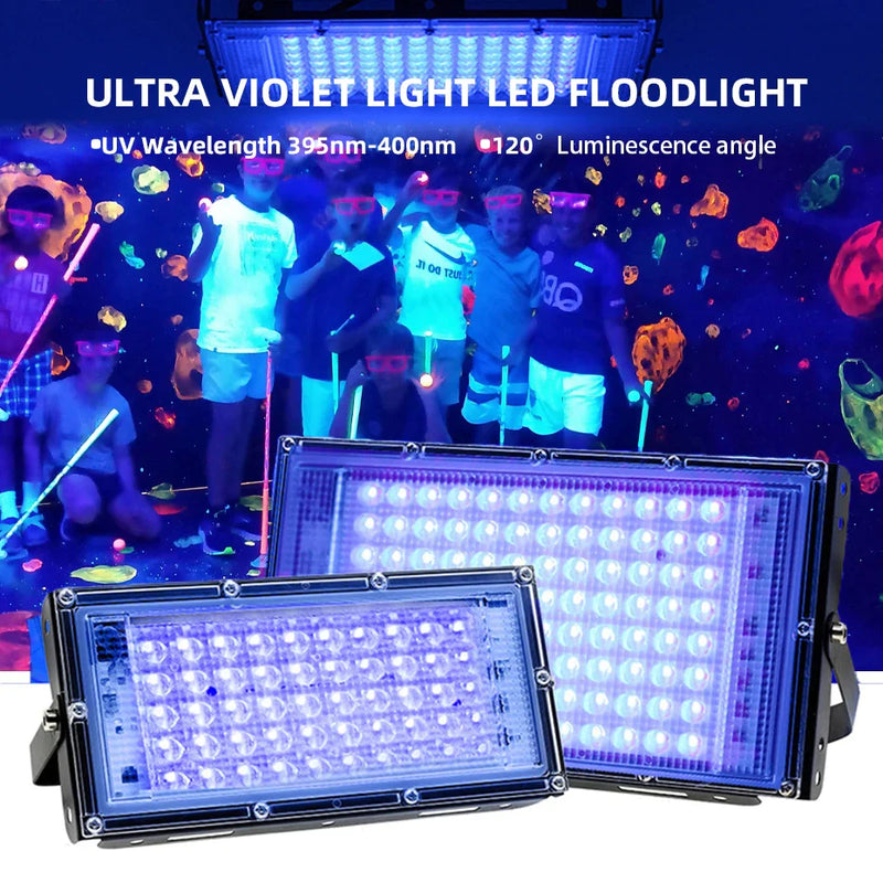 Afralia™ 100W LED UV Blacklight Stage Effect Light for Halloween Xmas Dance Parties