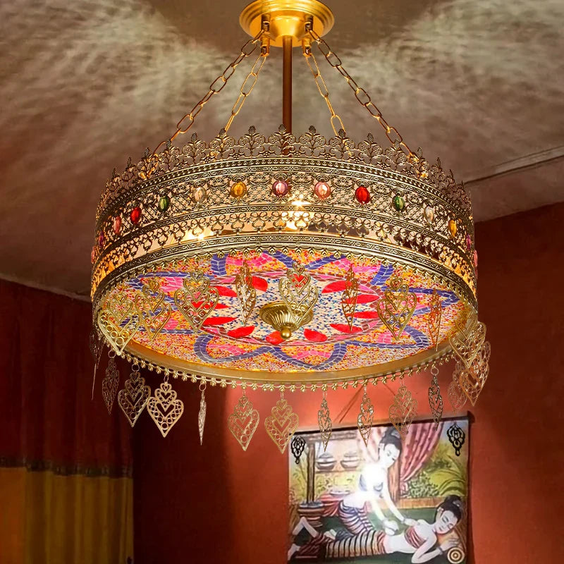 Afralia™ Bohemian Exotic Stained Glass Pendant Lights LED E27 for Home Decor & Dining