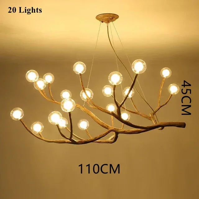 Afralia™ Tree Branch Retro LED Chandelier: Vintage Brown Art Pendant Light for Living Bedroom