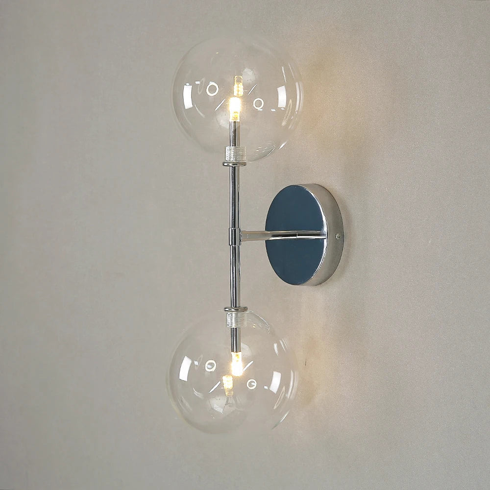 Afralia™ Retro Round Glass Ball Wall Lamp Nordic Design for Hotel Background Mirror Lighting