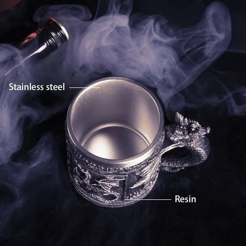 Afralia™ Skull Knight Beer Mug: Resin & Stainless Steel Tankard for Halloween, Coffee, Pub