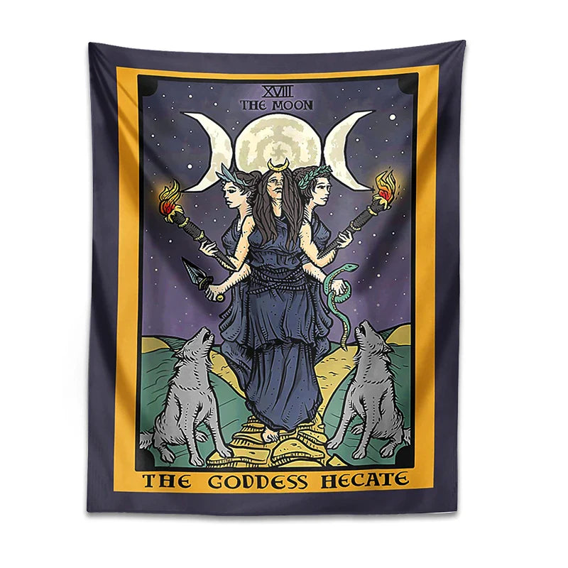 Afralia™ Moon Goddess Hecate Tapestry: Hippie Astrology Witchcraft Wall Decor