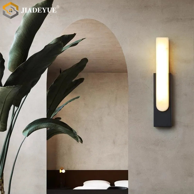 Afralia™ Modern Long Marble LED Wall Lamp for Bedroom, Living Room, Corridor - 110V 220V