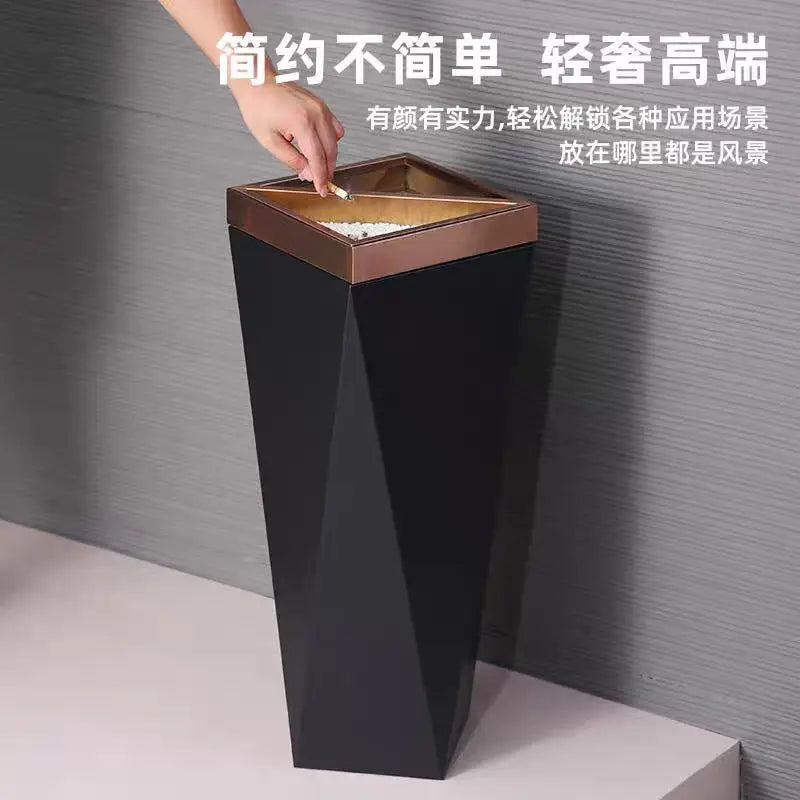Afralia™ Stainless Steel Vertical Garbage Bin for Hotel Lobby, Elevator Corridor, Shopping Mall