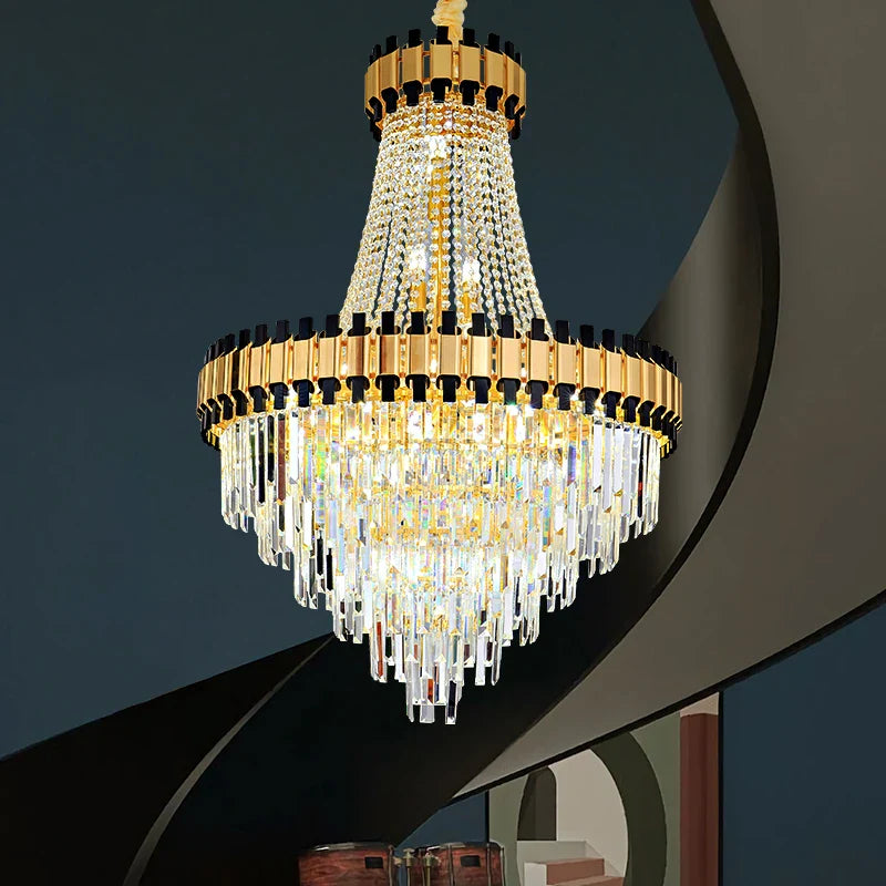 Afralia™ Crystal Chandelier for Duplex Villa Living Room with Intelligent Dimming