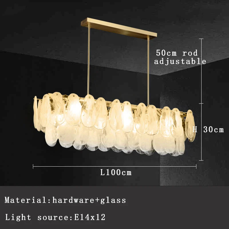 Afralia™ Golden French Modern Glass Chandelier Light, LED Indoor Decorative Lighting Fixture
