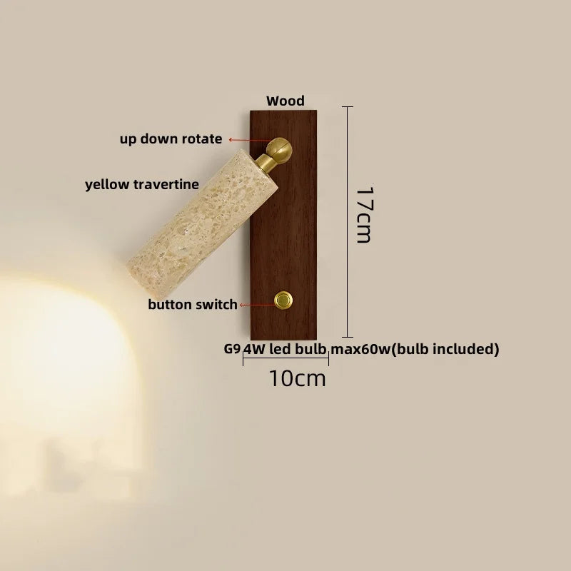 Afralia™ Copper LED Wall Lamp: Modern Nordic Style Mirror Light with Travertine Switch