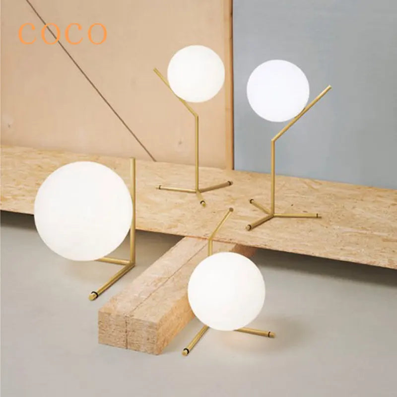 Afralia™ Modern Glass Ball Table Lamp, E27 Loft Light for Bedroom, Living Room, Gold Black
