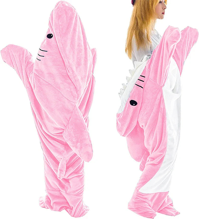 Afralia™ Cozy Shark Blanket: Soft Flannel, Thicken, Warm Lap Sleeping Bag Pyjamas