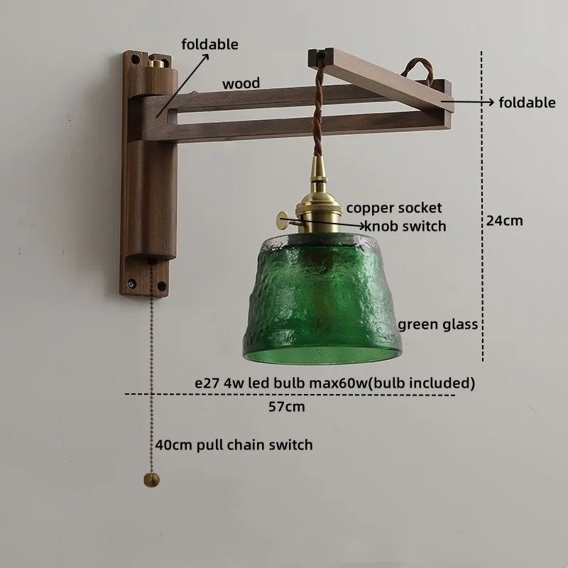 Afralia™ Walnut Copper LED Wall Lights - Modern Bedroom Balcony Living Room Decor