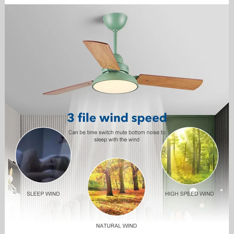 Afralia™ Pure Copper Wood Blade Ceiling Fan With Light - Remote Control - 35W DC Motor - LED