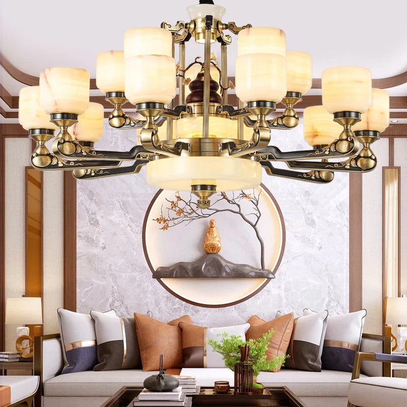 Afralia™ Luxe  Multi-storey Jade Chandelier for Elegant Chinese Villa Duplex Living Rooms