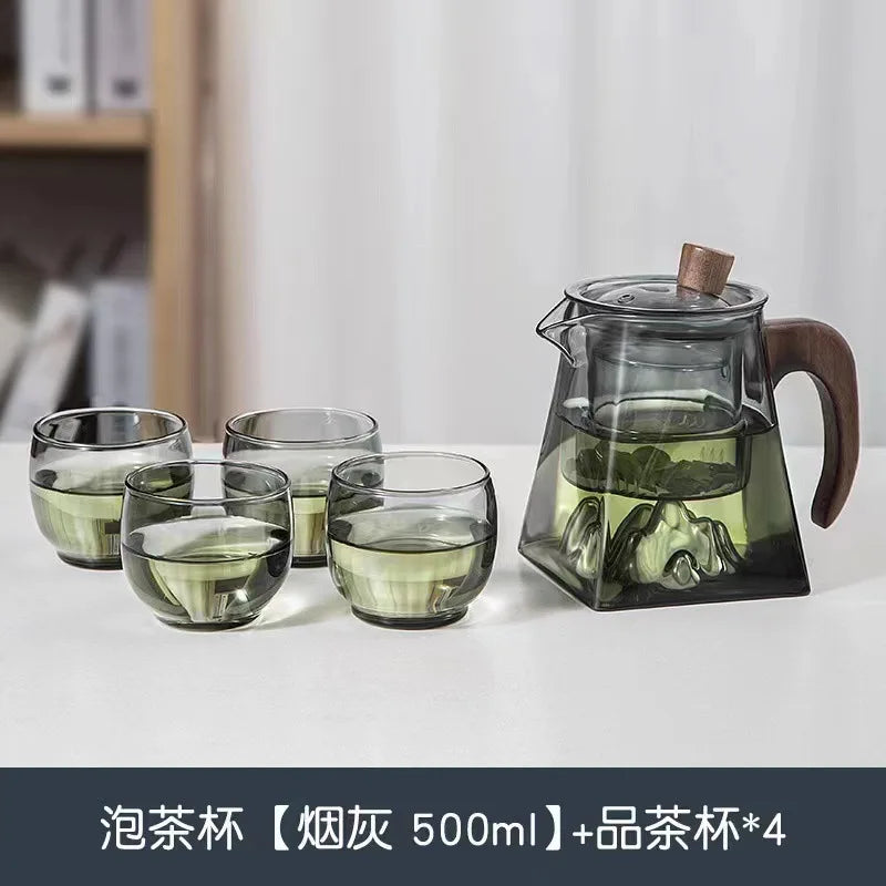 Afralia Glass Tea Pot with Infuser Herbal Flower Tea Kettle Clear Square Filter