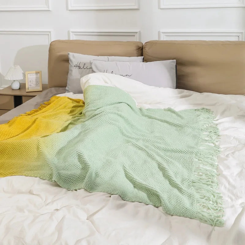 Afralia™ Gradient Pineapple Grid Knit Blanket - All-Season Comfort for Adults & Kids