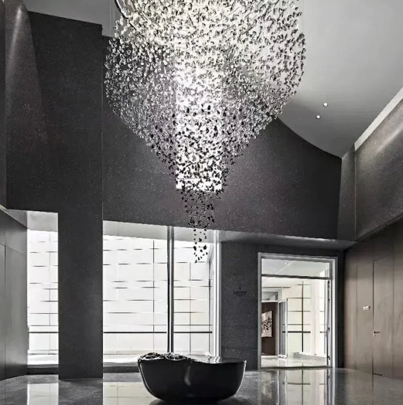 Afralia™ Stone Crystal LED Chandelier: Luxury Staircase Living Room Light Fixture.