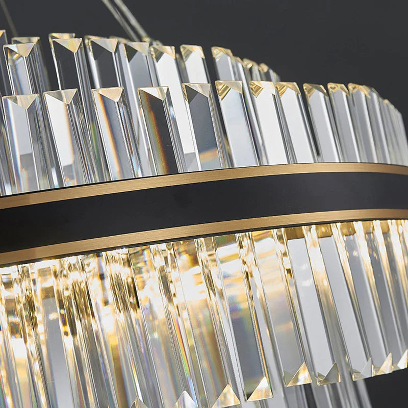 Afralia™ Black LED Crystal Chandelier for Dining Room Luxury Design