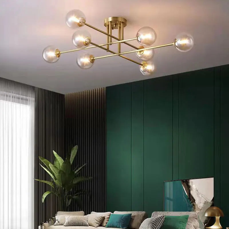 Afralia™ Glass Ball Chandelier for Living Room, Bedroom, and Study