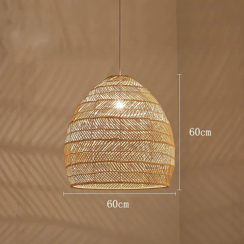 Afralia™ Rattan Pendant Chandelier, E27 Bulb, Ceiling Hanging Light Fixture for Living and Dining Room