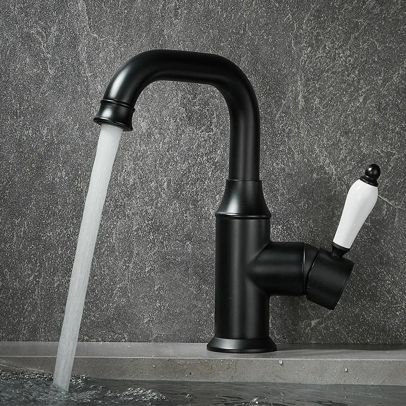 Afralia™ Brushed Gold Basin Faucet Deck Mounted Sink Tap Hot Cold Chrome Brass