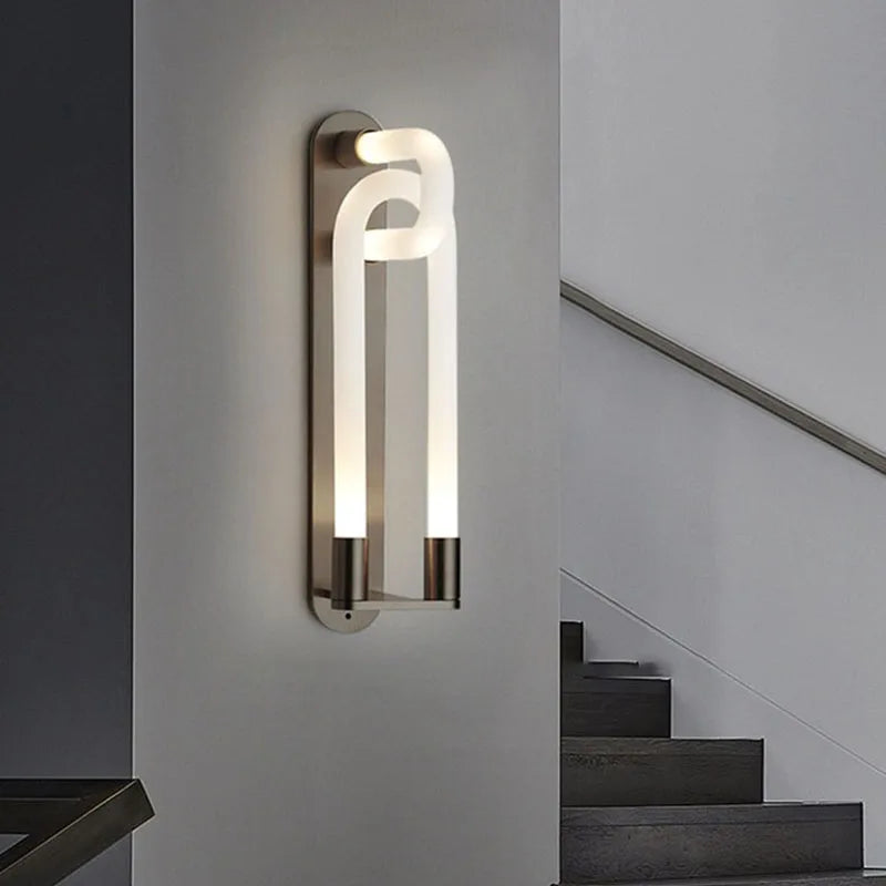 Afralia™ LED Tube Wall Sconce Gold Black White Metal Acrylic Light Fixture