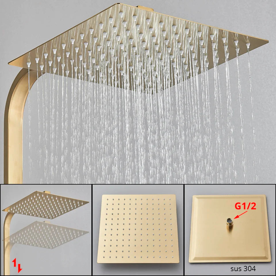 Afralia™ Rainfall Shower Faucet Set Wall Mounted Bath Mixer Tap System With Bidet Taps