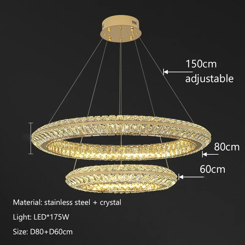 Afralia™ Modern Crystal Chandelier LED Pendant Lamp for Elegant Home Decor