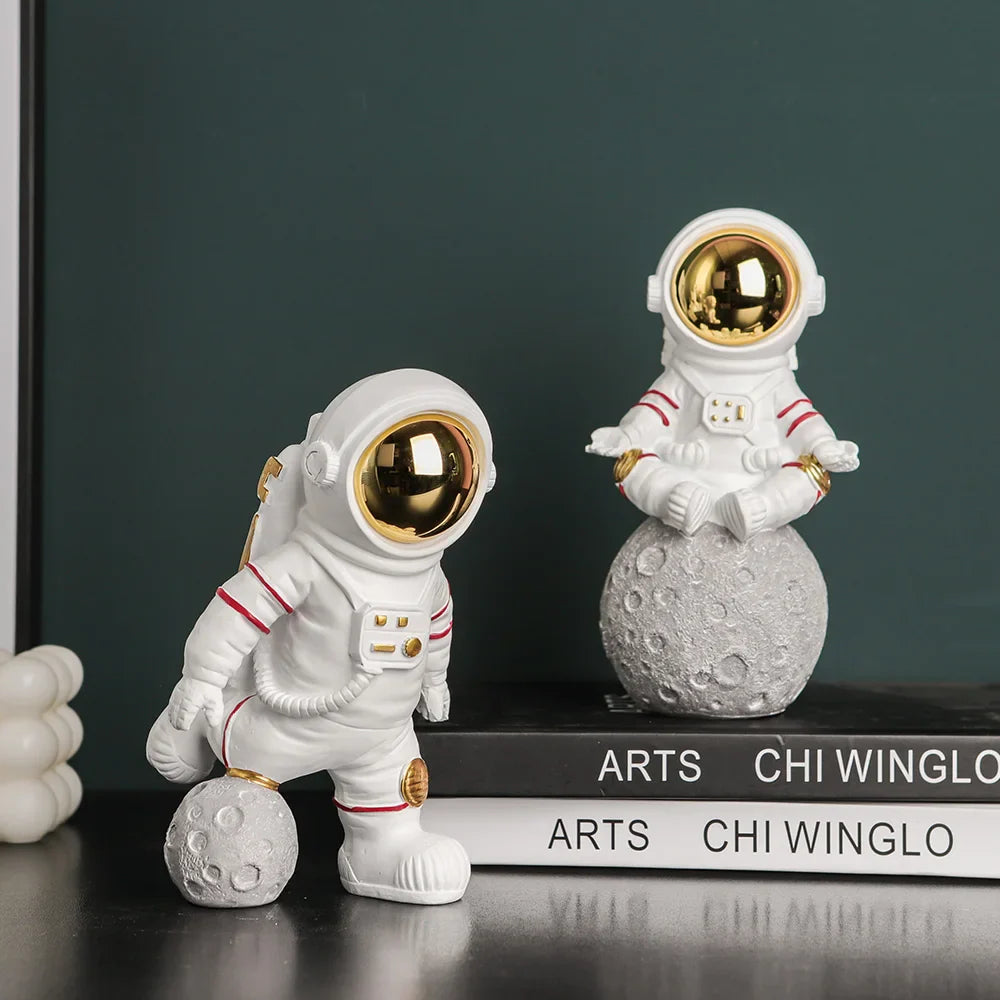 Afralia™ Electroplated Golden Astronaut Figurines, Creative Home Decor & Gifts