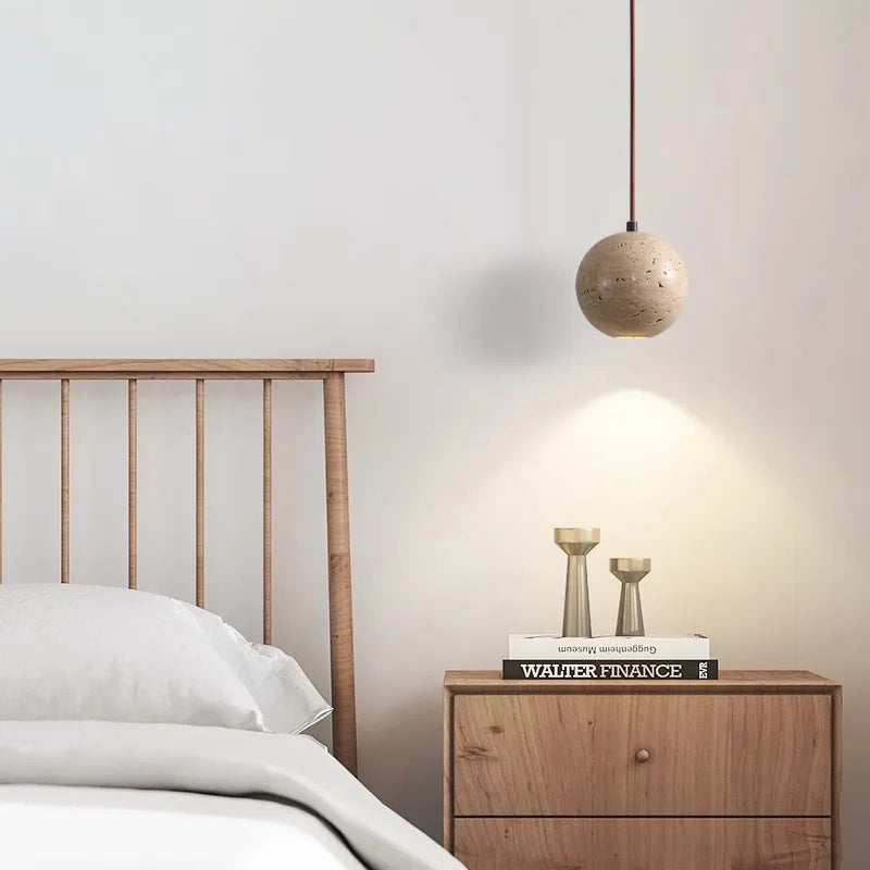 Afralia™ Stone Ball LED Pendant Lamp: Stylish Round Hanging Light for Bedroom & Living Room
