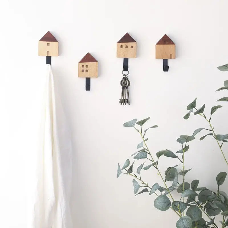 Afralia™ Nordic Wood Clothes Hook Wall Mounted Entryway Bedroom Decoration