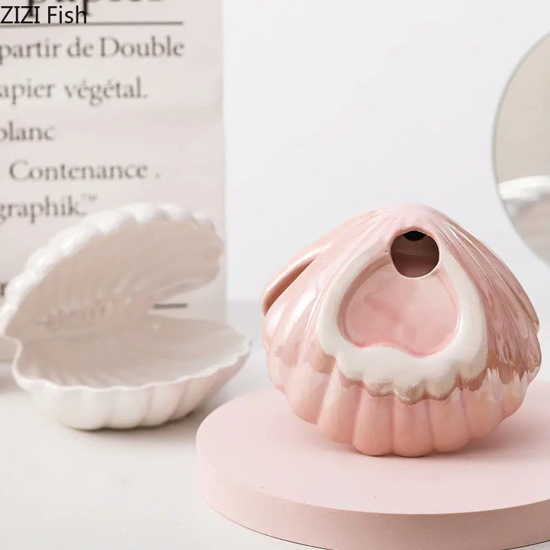Afralia™ Dream Pearl Ceramic Lamp Desk Decoration Modern Home Decor Ornaments Shell Storage Box