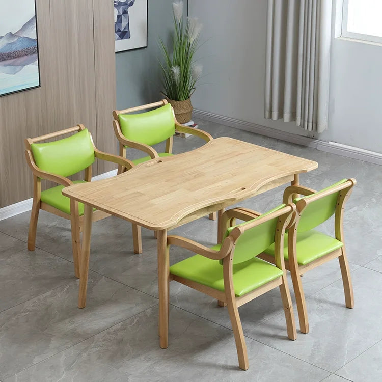 Afralia™ Solid Wood Dining Table Chairs Set - Apartment Furniture Leisure Dining Chairs