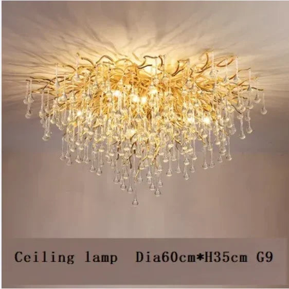 Afralia™ Modern Luxury Gold LED Crystal Chandelier for Living Room