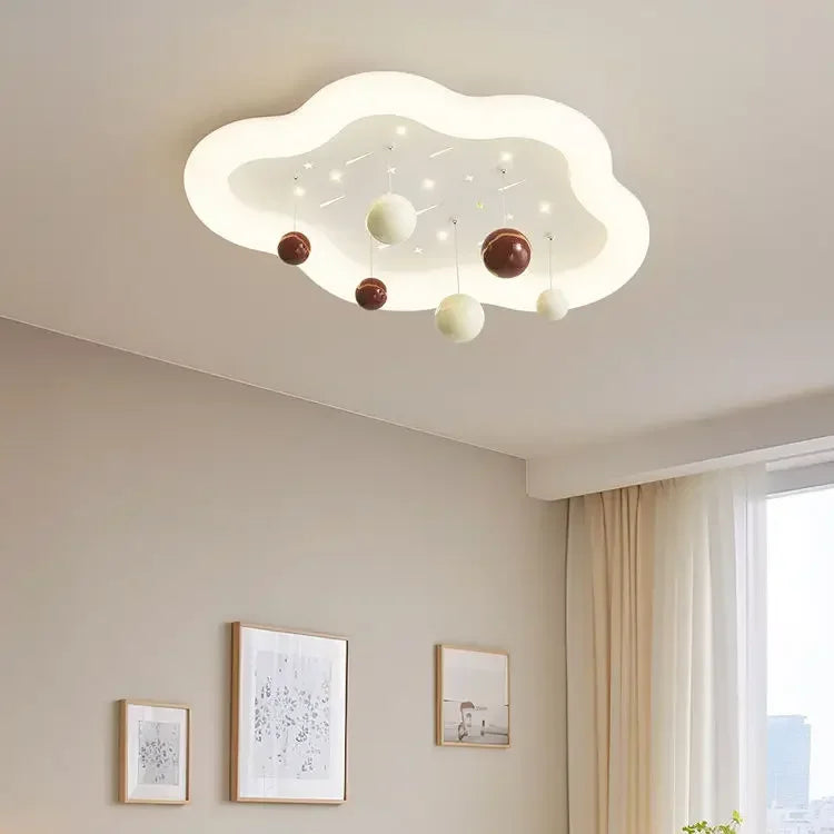 Afralia™ Kids Cloud Chandelier Light for Children's Room, Full Spectrum, Boys & Girls, Cream Style