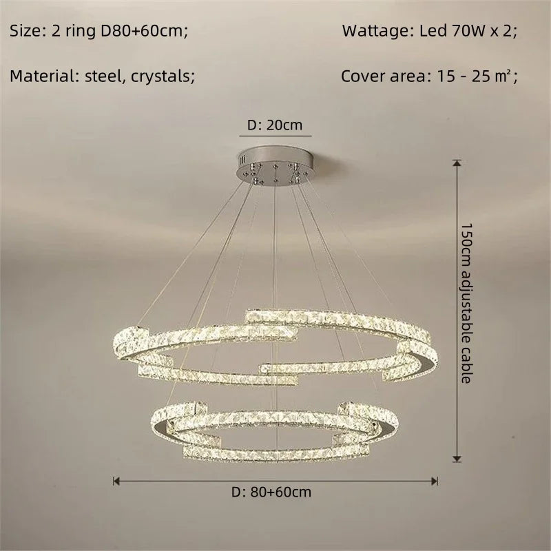 Afralia™ Crystal LED Chandelier Pendant Light Modern Luxury Foyer Ceiling Lamp