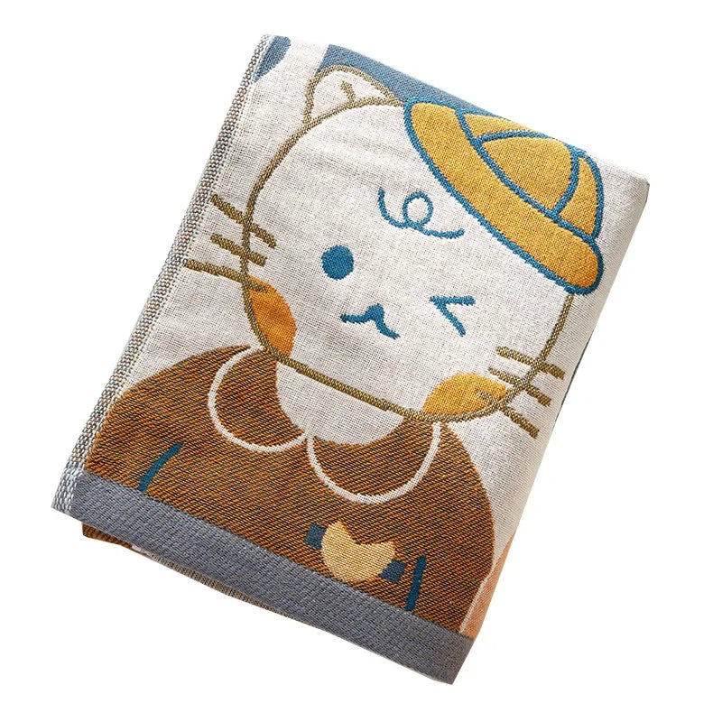 Afralia™ Cotton Gauze Bath Towel - Large Cartoon Towel 70x140cm