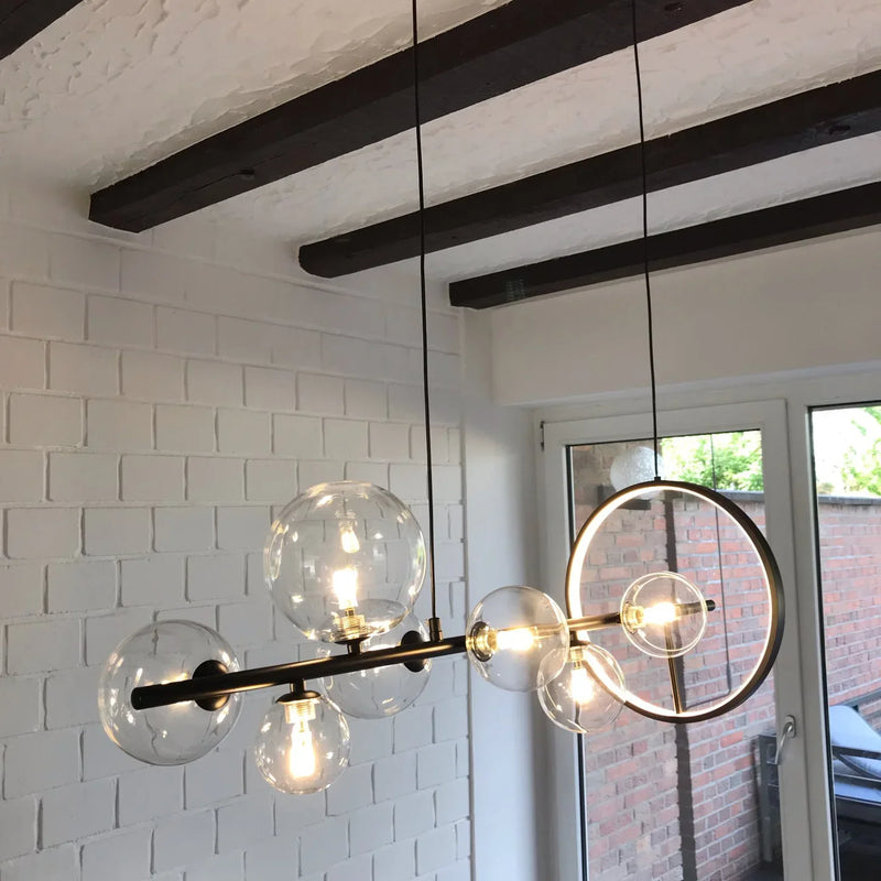 Afralia™ Glass Bubble Chandelier - Light Luxury American Industrial Style Lamp for Restaurant and Bar Tables