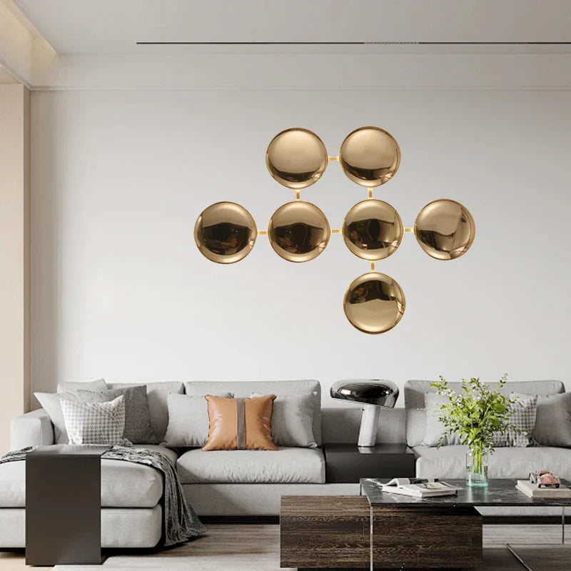 Afralia™ Gold Round LED Wall Lamps for Luxury Home Decor