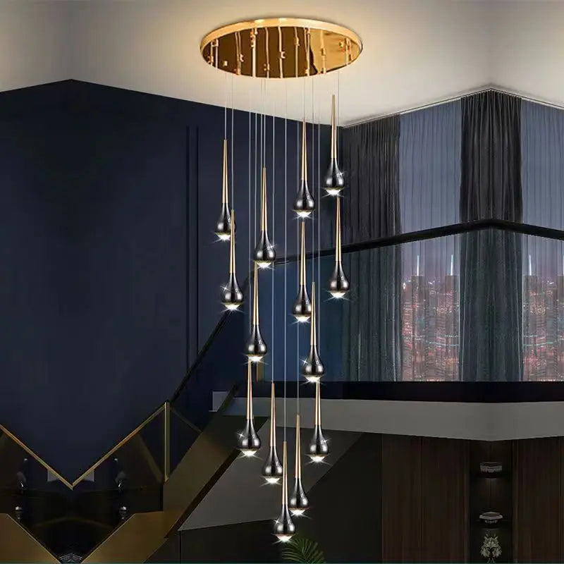 Afralia™ Modern LED Staircase Chandelier - Designer Villa Penthouse Interior Lighting