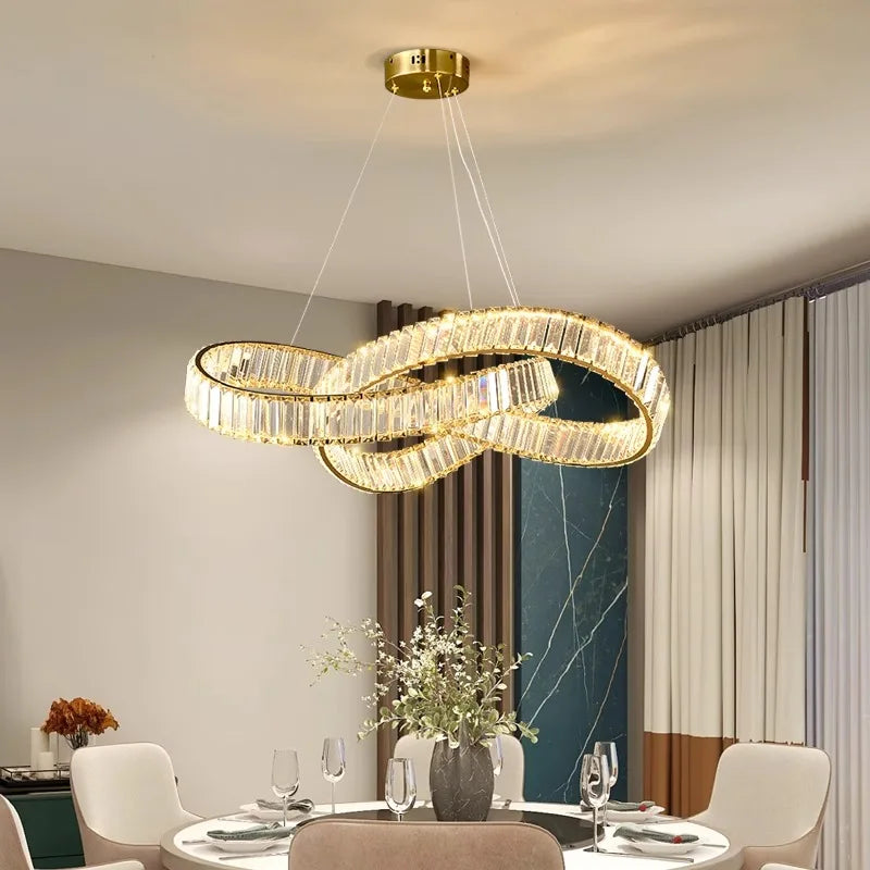 Afralia™ Crystal Chandelier Pendant Lamp for Modern Living Room & Dining Room Lighting